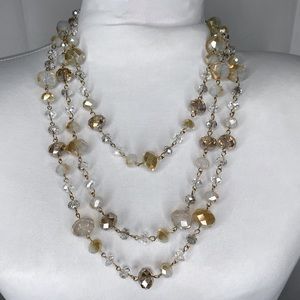 NWT Triple Strand Faux Crystal Bib Necklace | 12-15”